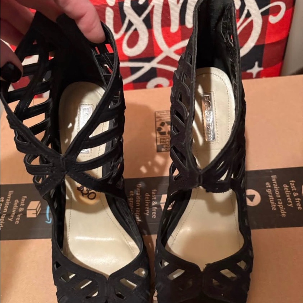 BCBG Black Strappy Heels
